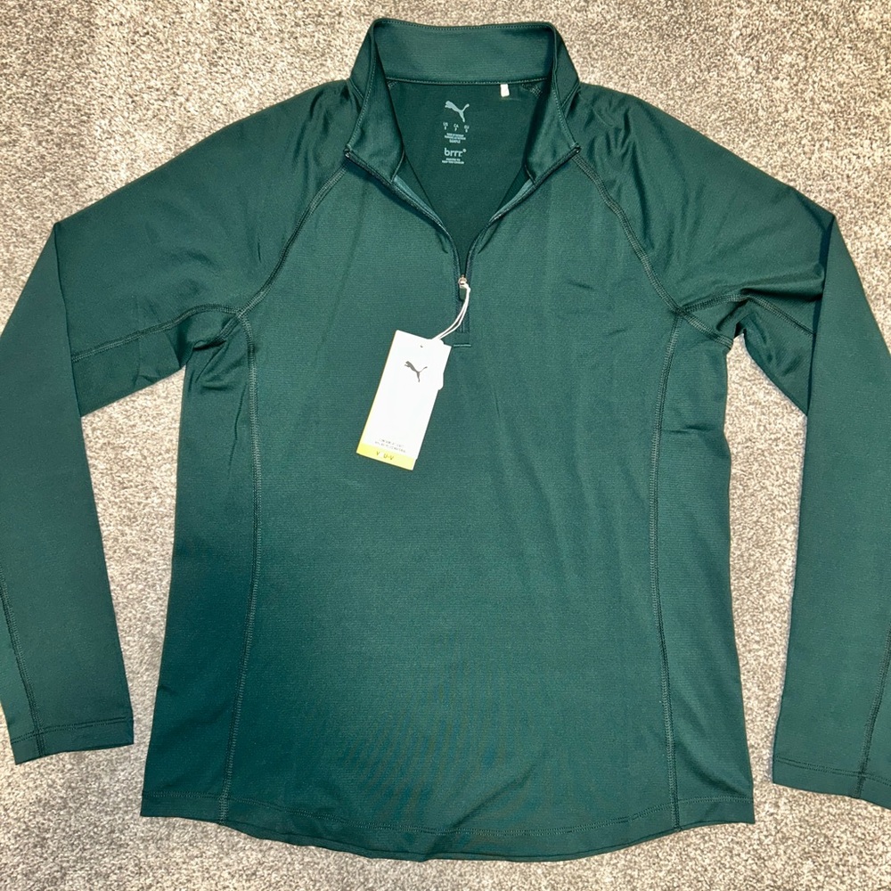 Women's Golf 1/4 Zip-Puma Green YouV Brrr